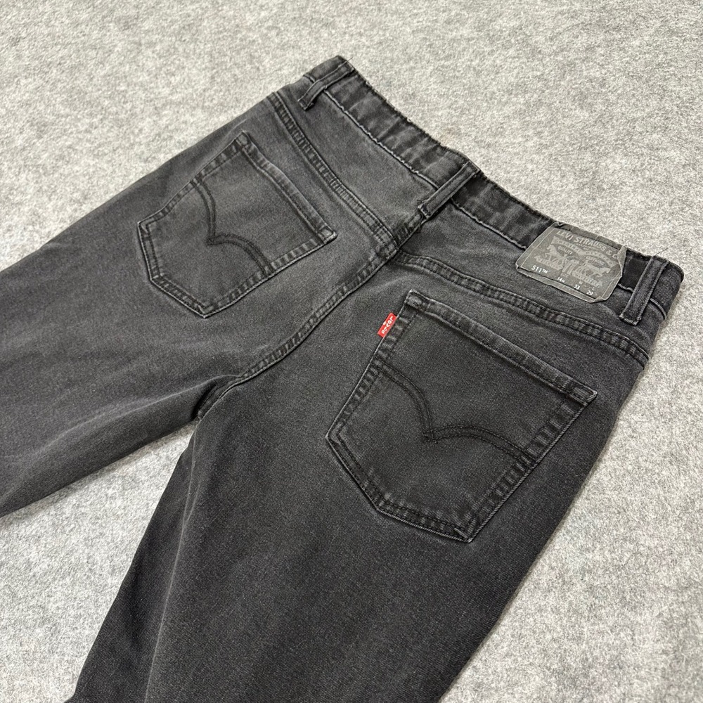 Levi's 511 Slim Jeans Kids 14 Husky Black Denim Pants Adjustable Waist W33 L29
